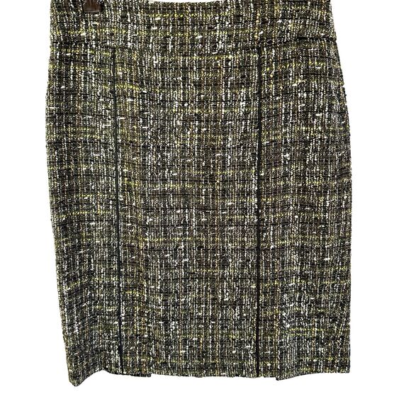 Eccoci Womens Green Black Tweed Double Slits Lined Knee-Length Pencil Skirt Sz 6 - Picture 1 of 10